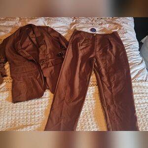 Brown Blazer and Pants Set Xl- Fits Large